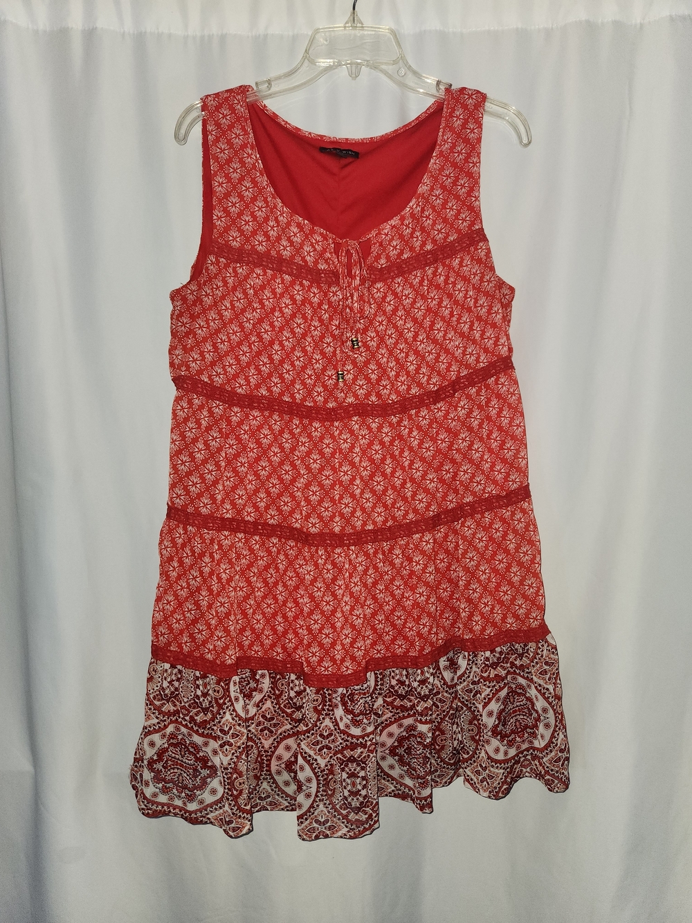 As U Wish Red Printed Sleeveless Tiered Dress #vacation #boho #dainty #nostalgic